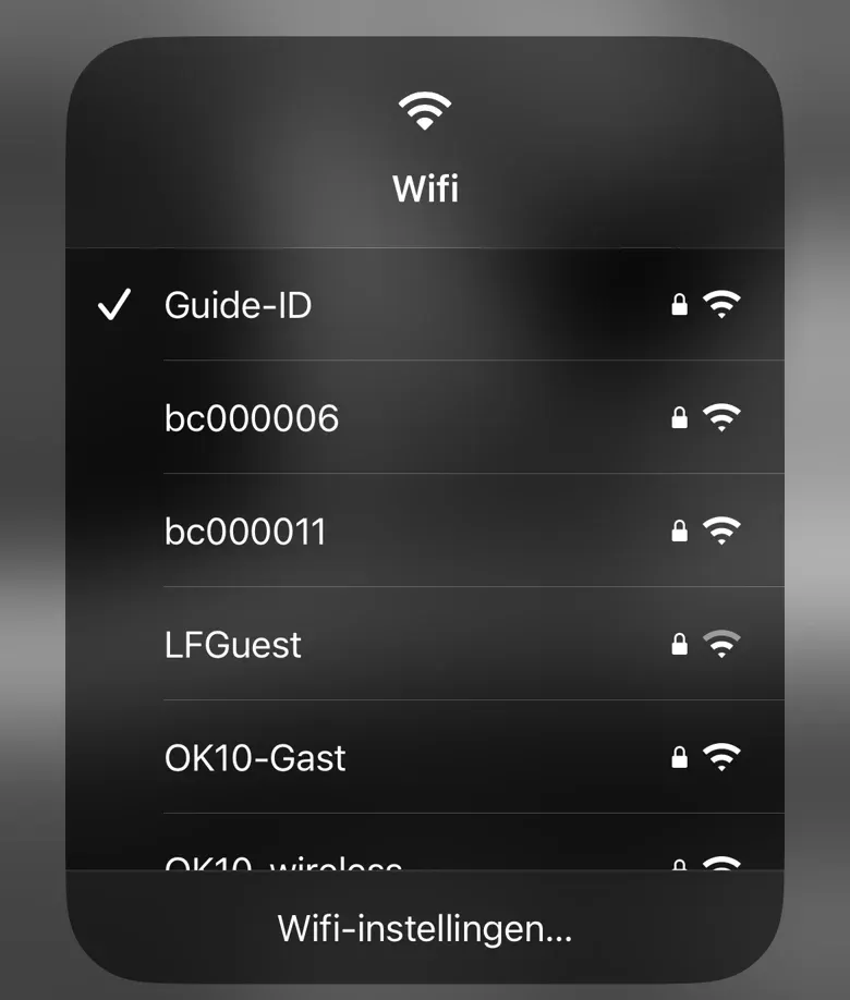 Wi-Fi network list showing Basecamp SSIDs (bc000006, bc000011) alongside venue networks.